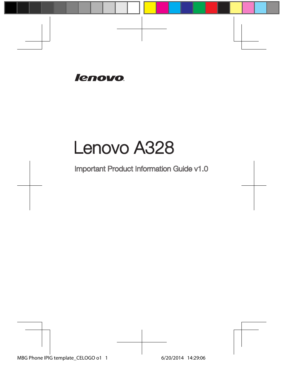 Lenovo A328 Smartphone User Manual | 19 pages