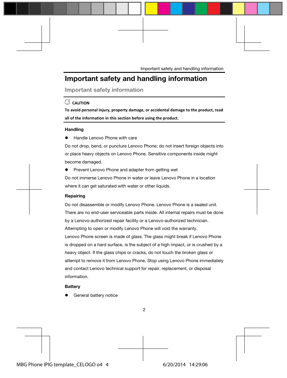 Important safety and handling information, Important safety information | Lenovo A328 Smartphone User Manual | Page 4 / 19