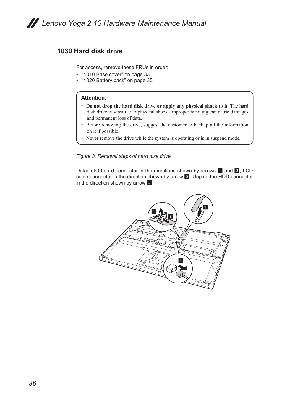 1030 hard disk drive, Lenovo yoga 2 13 hardware maintenance manual | Lenovo Yoga 2 13 Notebook Lenovo User Manual | Page 40 / 77