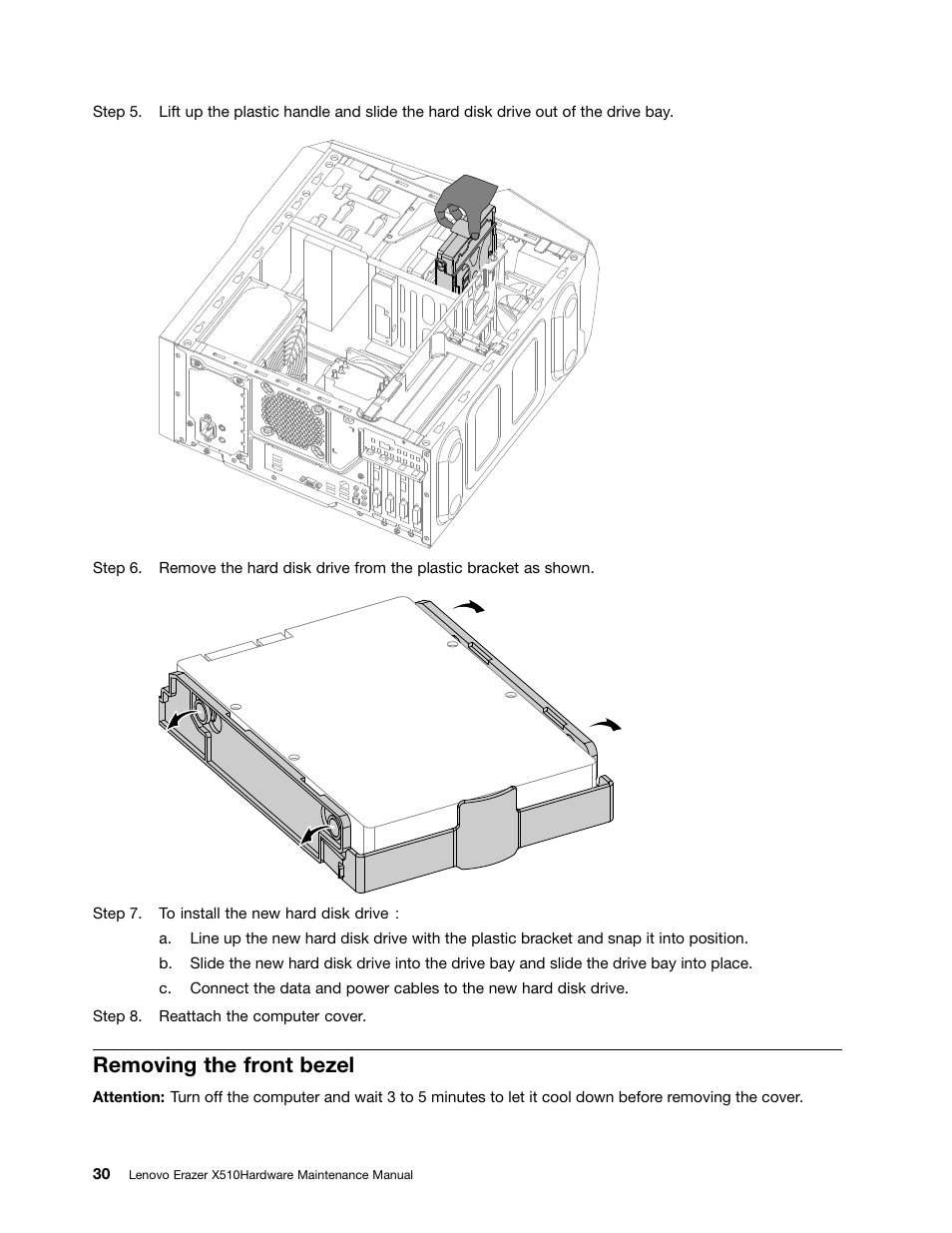 Removing the front bezel | Lenovo Erazer X510 Desktop User Manual | Page 36 / 59