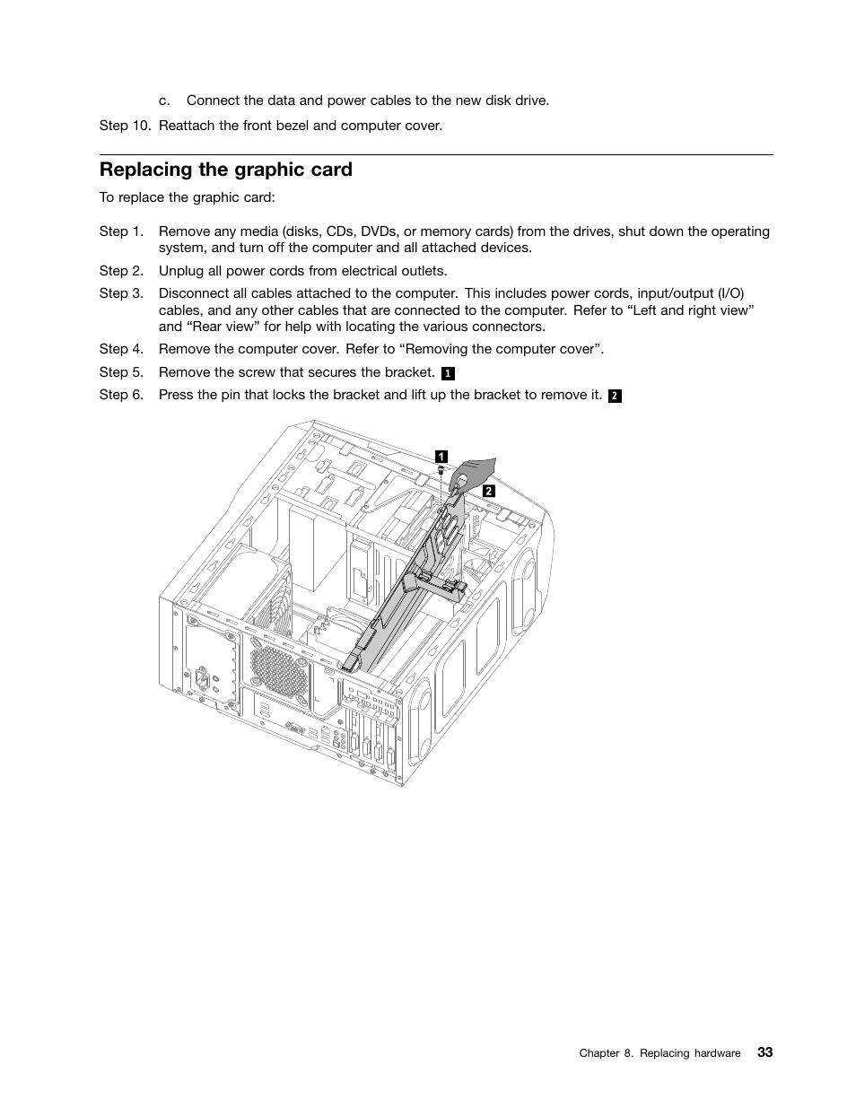 Replacing the graphic card | Lenovo Erazer X510 Desktop User Manual | Page 39 / 59