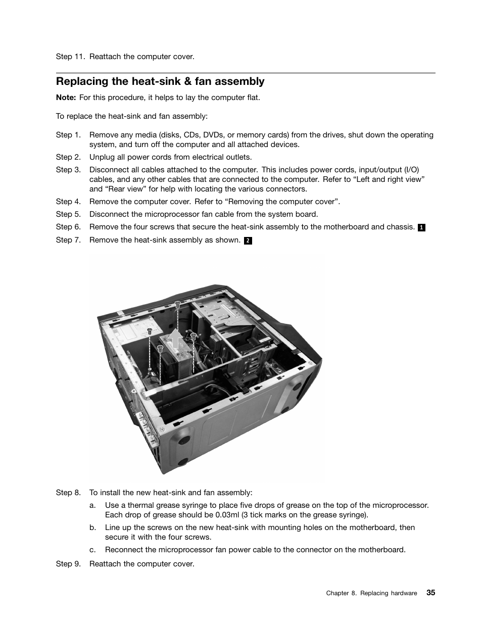 Replacing the heat-sink & fan assembly | Lenovo Erazer X510 Desktop User Manual | Page 41 / 59