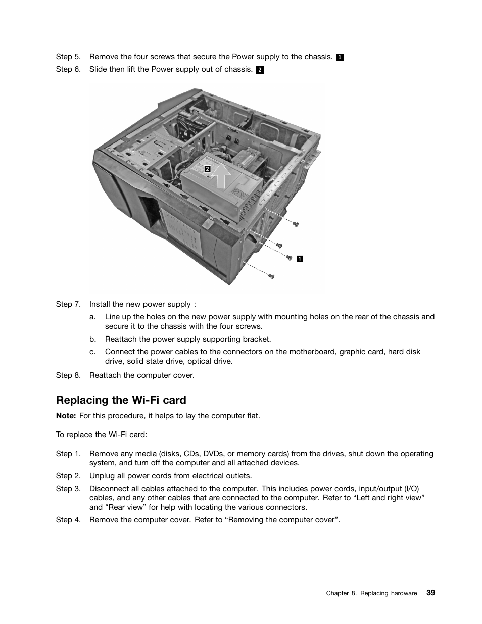 Replacing the wi-fi card | Lenovo Erazer X510 Desktop User Manual | Page 45 / 59