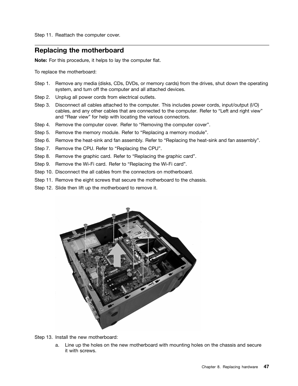 Replacing the motherboard | Lenovo Erazer X510 Desktop User Manual | Page 53 / 59