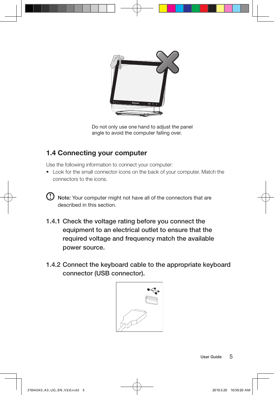 4 connecting your computer | Lenovo IdeaCentre A310 User Manual | Page 10 / 35