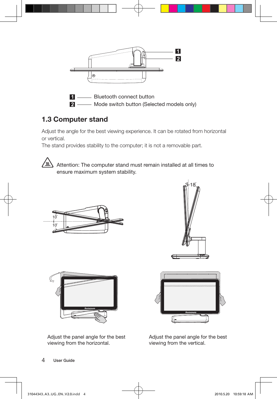 3 computer stand | Lenovo IdeaCentre A310 User Manual | Page 9 / 35