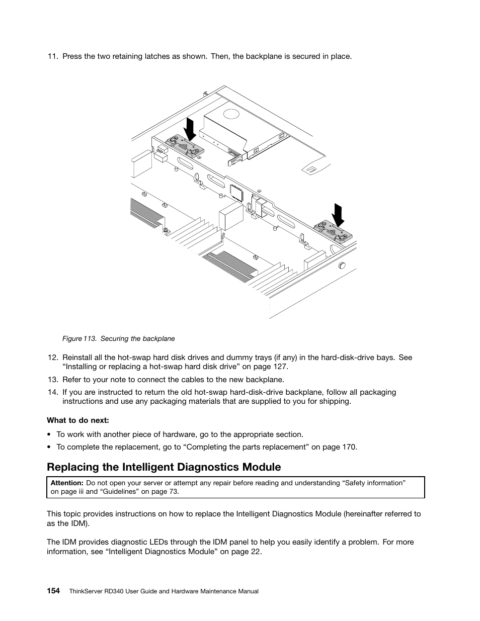 Replacing the intelligent diagnostics module | Lenovo ThinkServer RD340 User Manual | Page 166 / 214