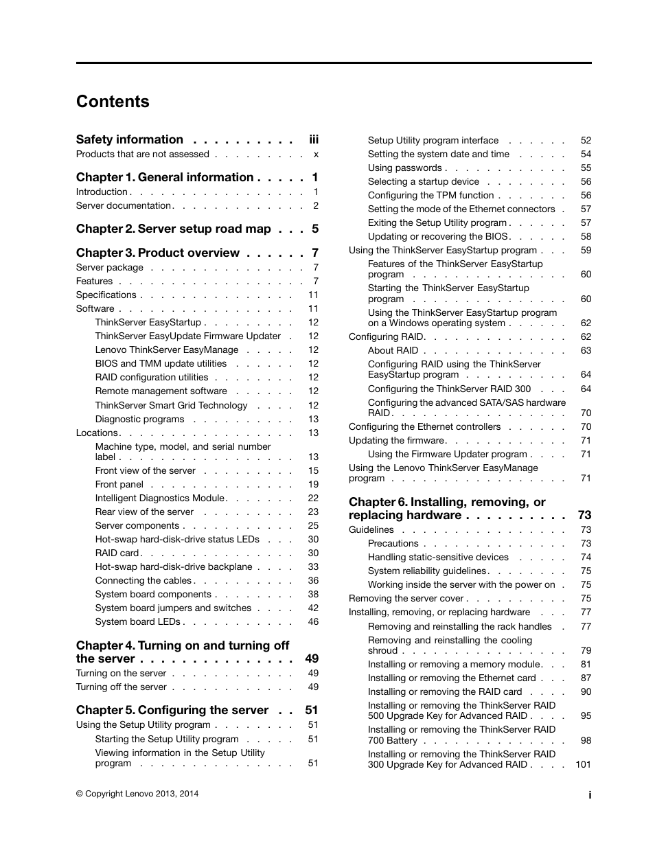 Lenovo ThinkServer RD340 User Manual | Page 3 / 214