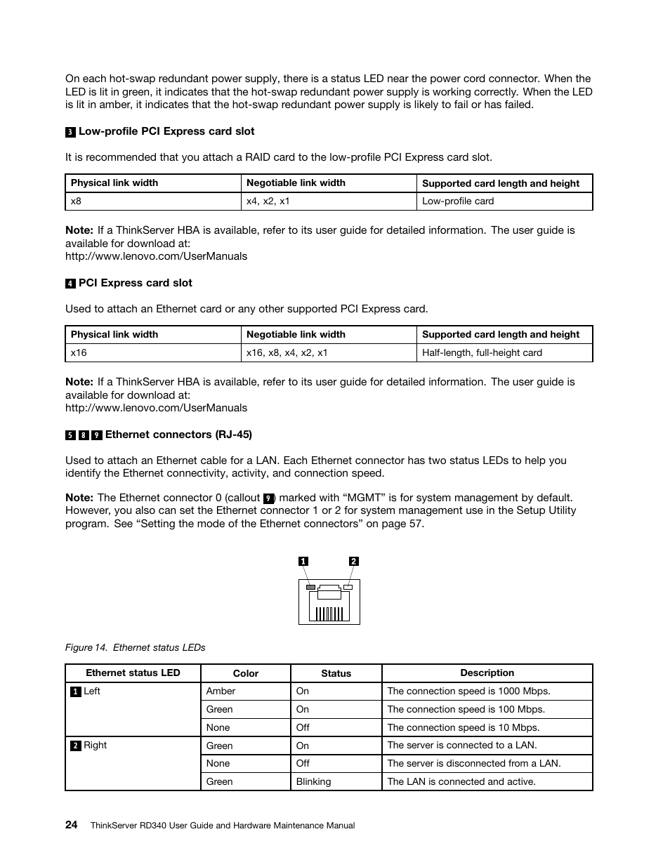 Lenovo ThinkServer RD340 User Manual | Page 36 / 214
