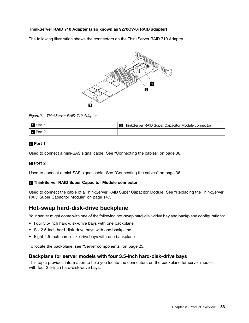 Hot-swap hard-disk-drive backplane | Lenovo ThinkServer RD340 User Manual | Page 45 / 214