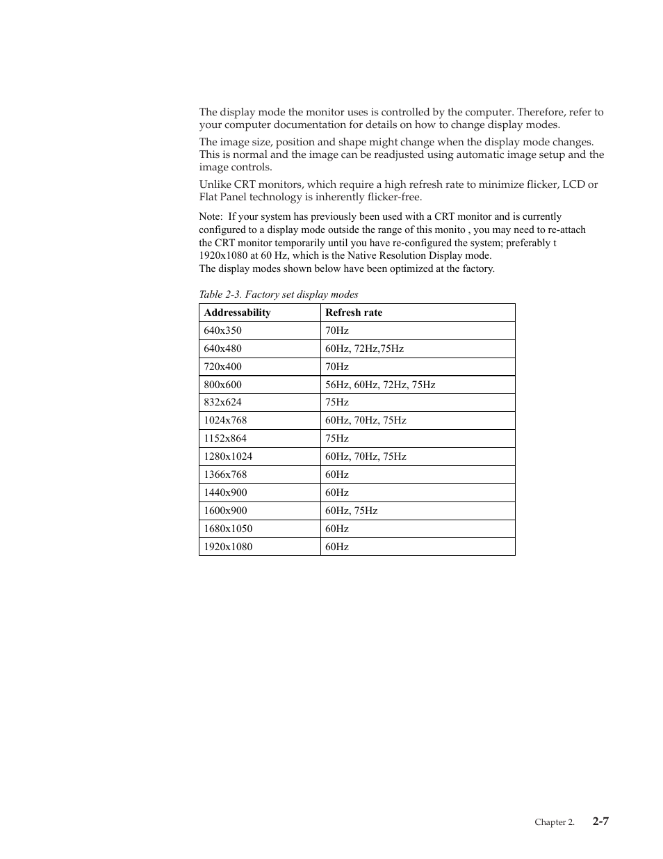 Selecting a supported display mode, Selecting a supported display mode -7 | Lenovo ThinkVision T2220 21.5-inch WLED Backlit LCD Monitor User Manual | Page 18 / 35