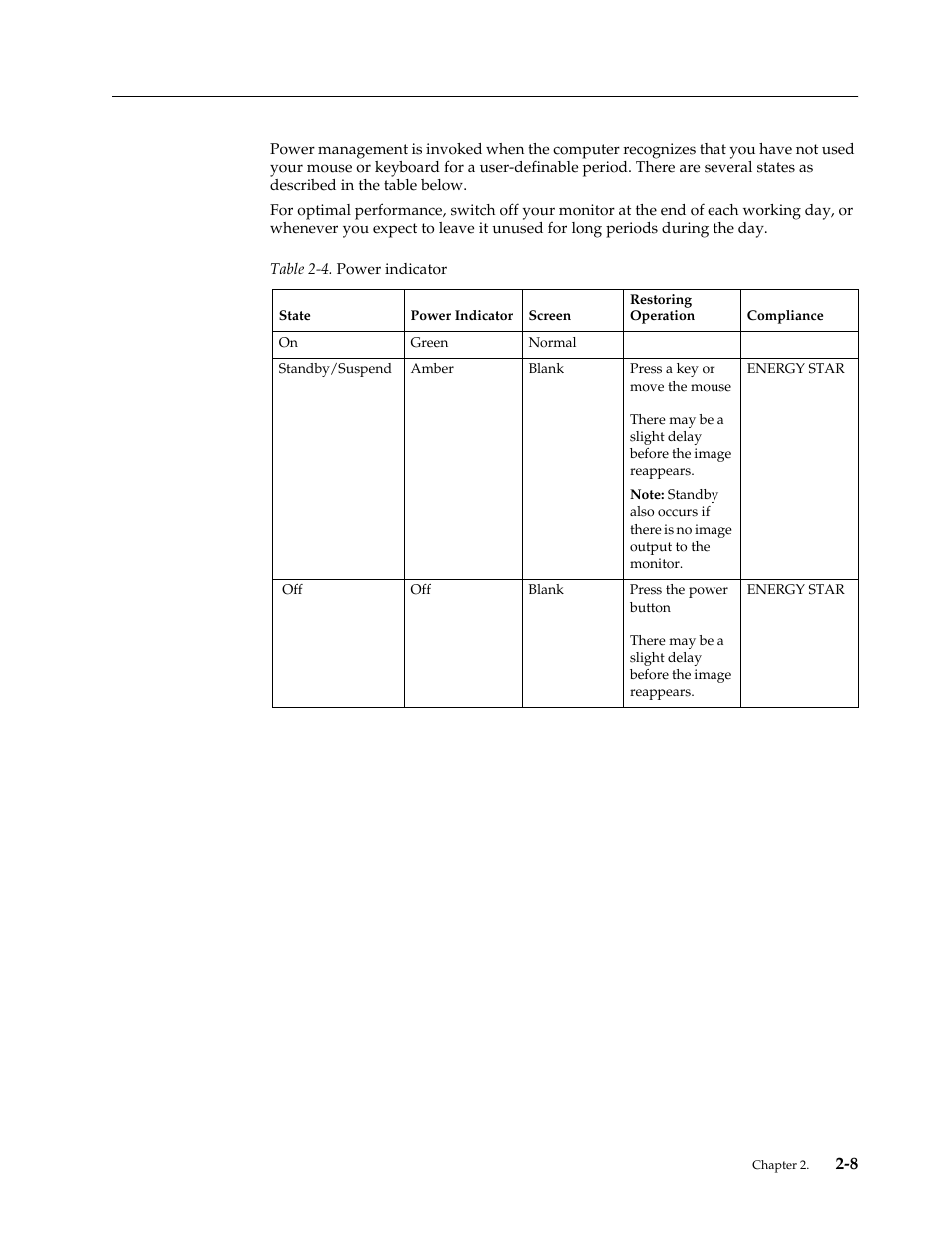 Understanding power management, Understanding power management -8 | Lenovo ThinkVision T2220 21.5-inch WLED Backlit LCD Monitor User Manual | Page 19 / 35