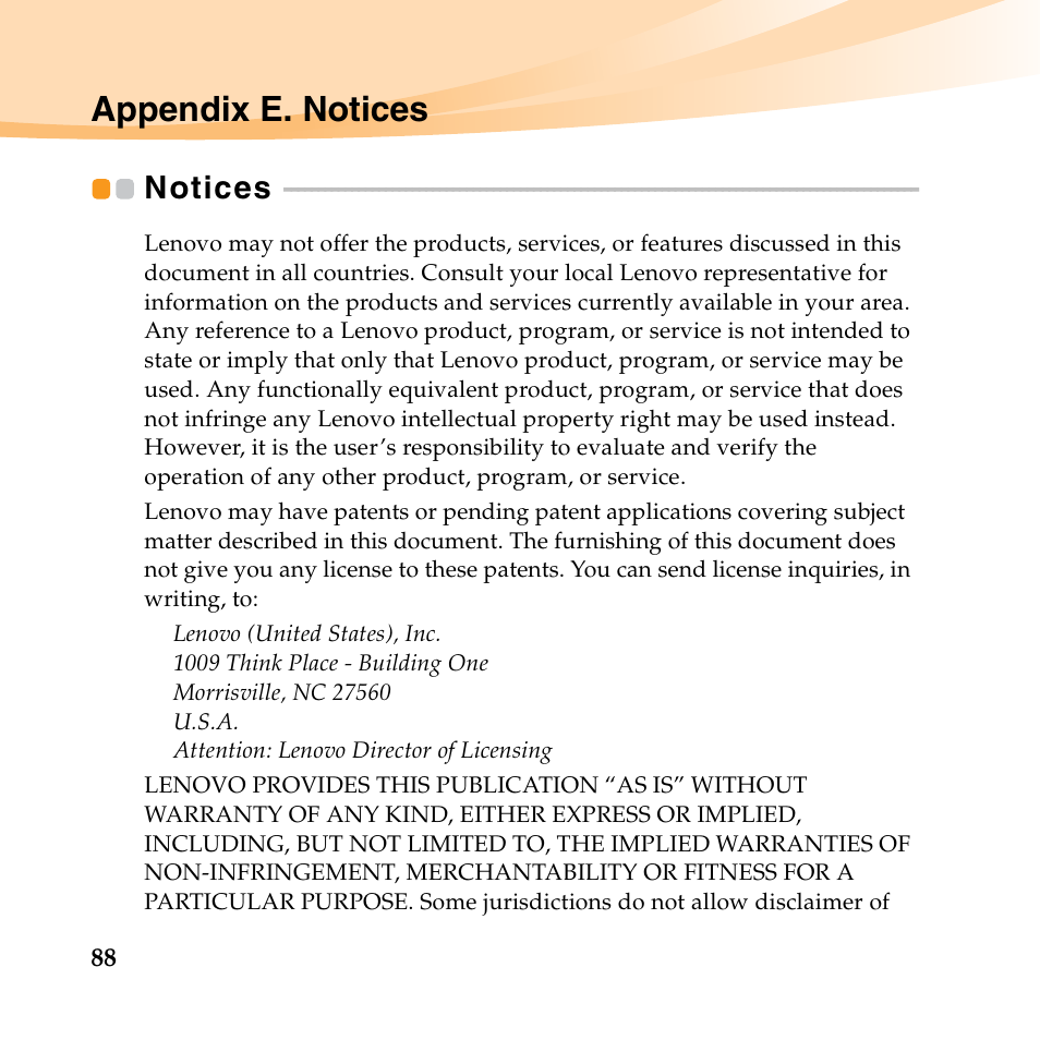 Appendix e. notices, Notices | Lenovo B450 Notebook User Manual | Page 102 / 128