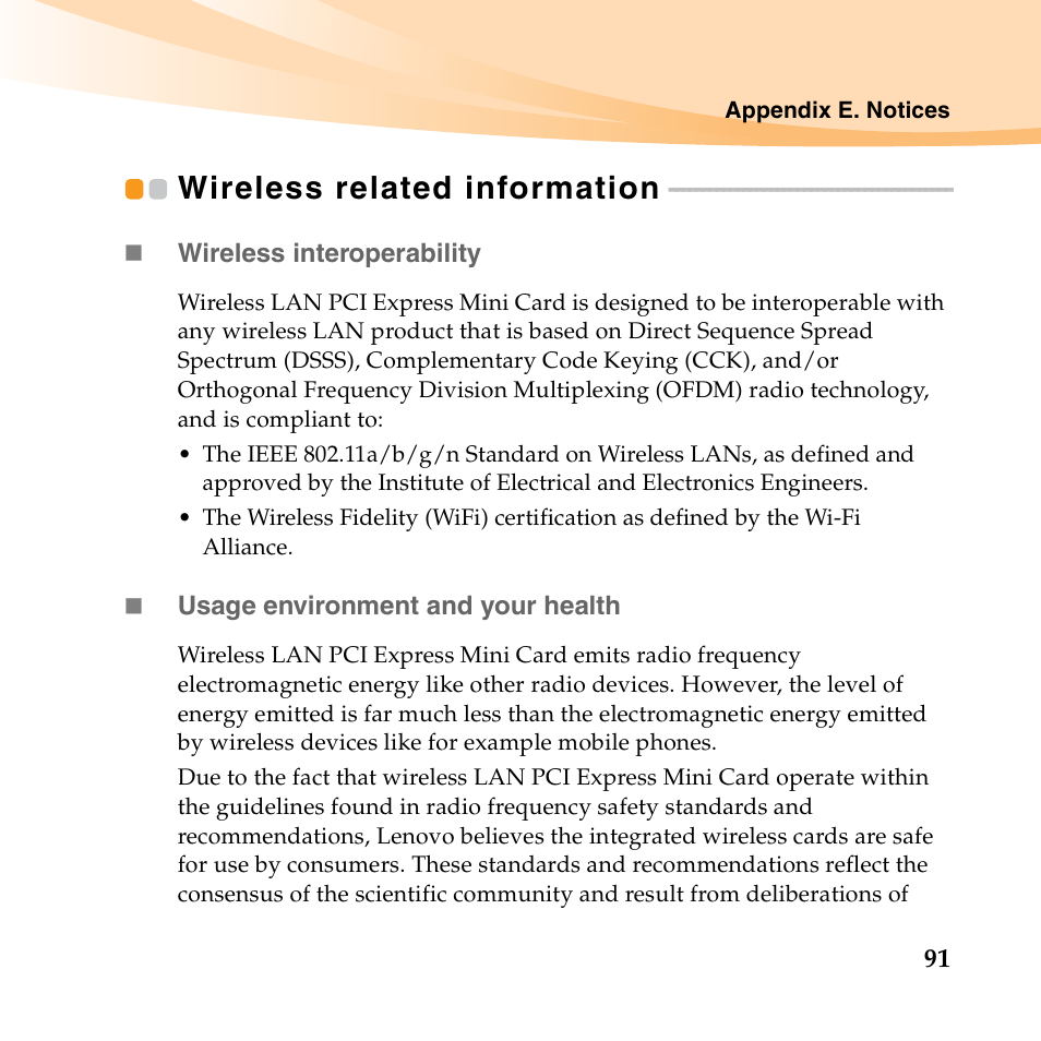 Wireless related information | Lenovo B450 Notebook User Manual | Page 105 / 128