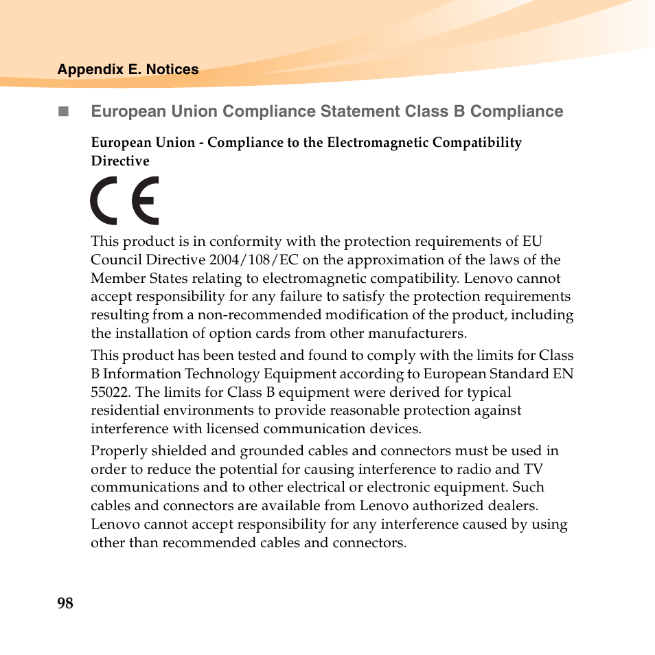 Lenovo B450 Notebook User Manual | Page 112 / 128