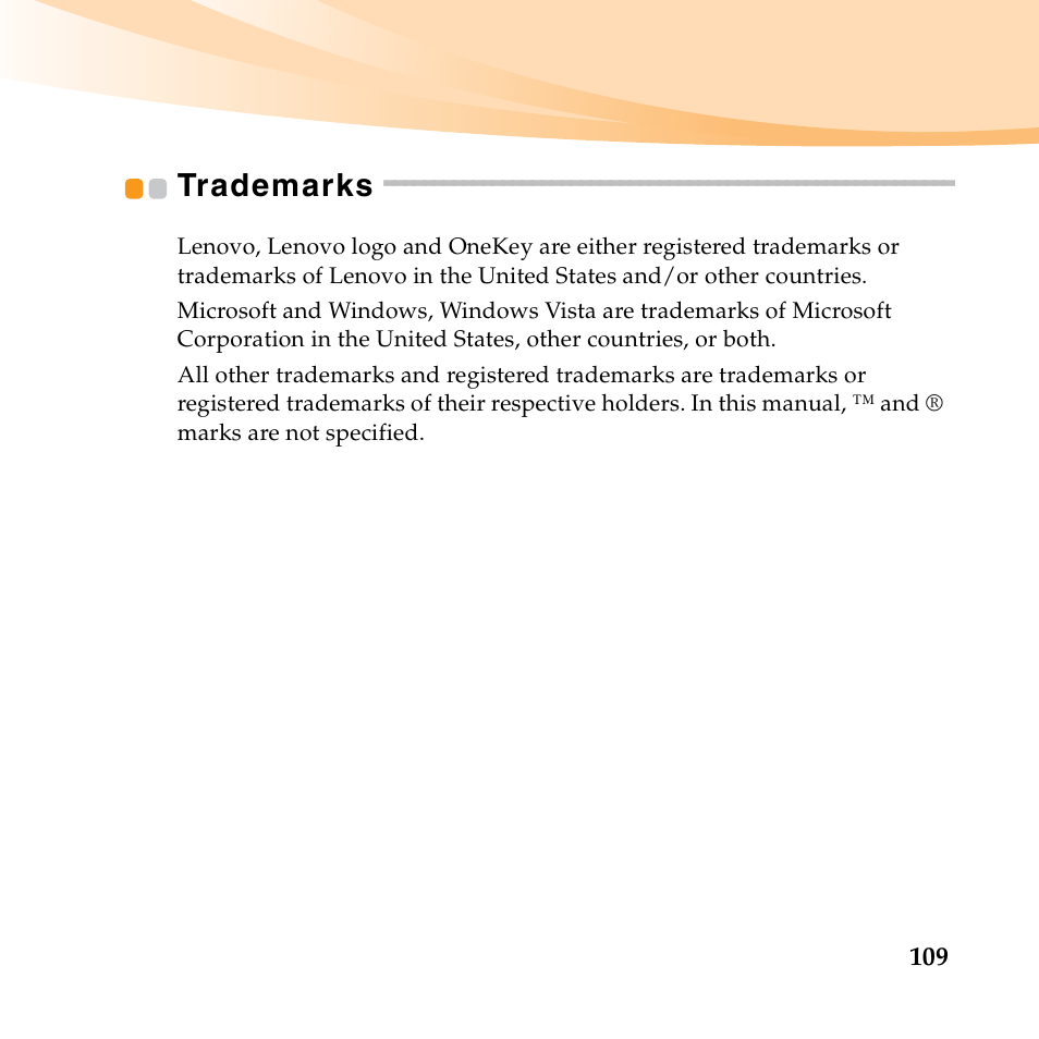 Trademarks | Lenovo B450 Notebook User Manual | Page 123 / 128