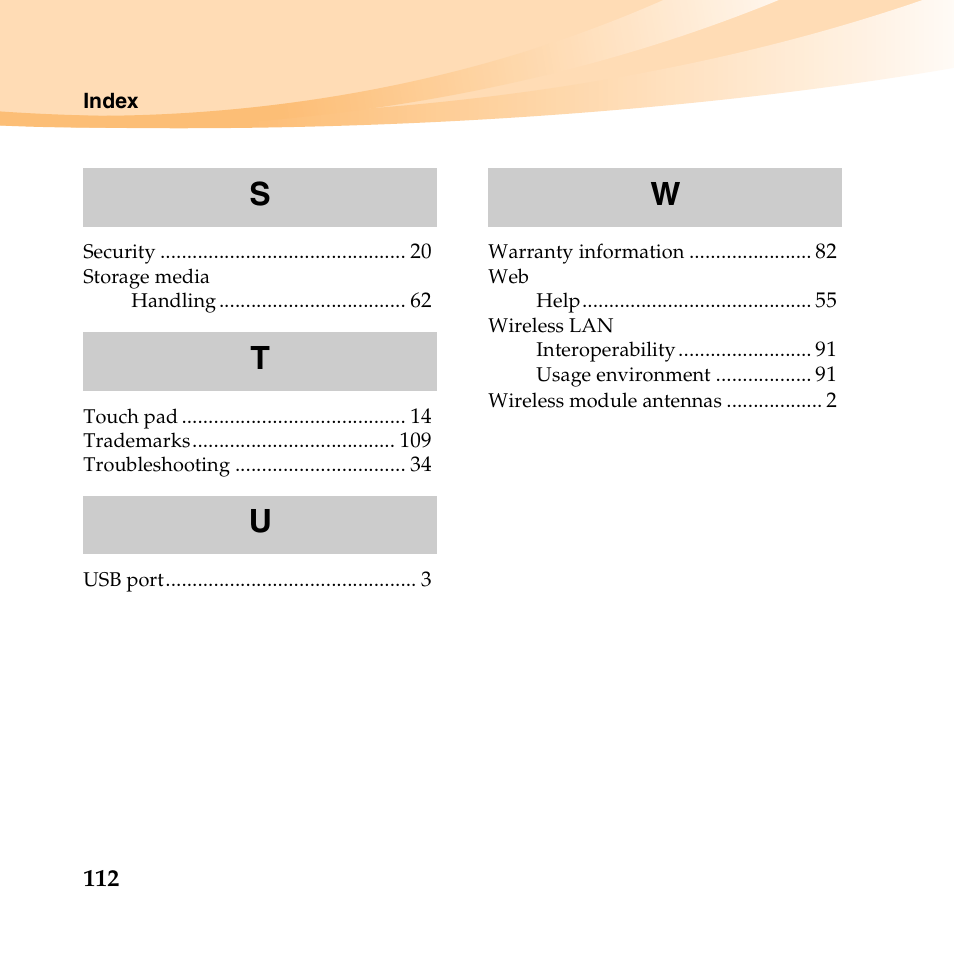 St u w | Lenovo B450 Notebook User Manual | Page 126 / 128