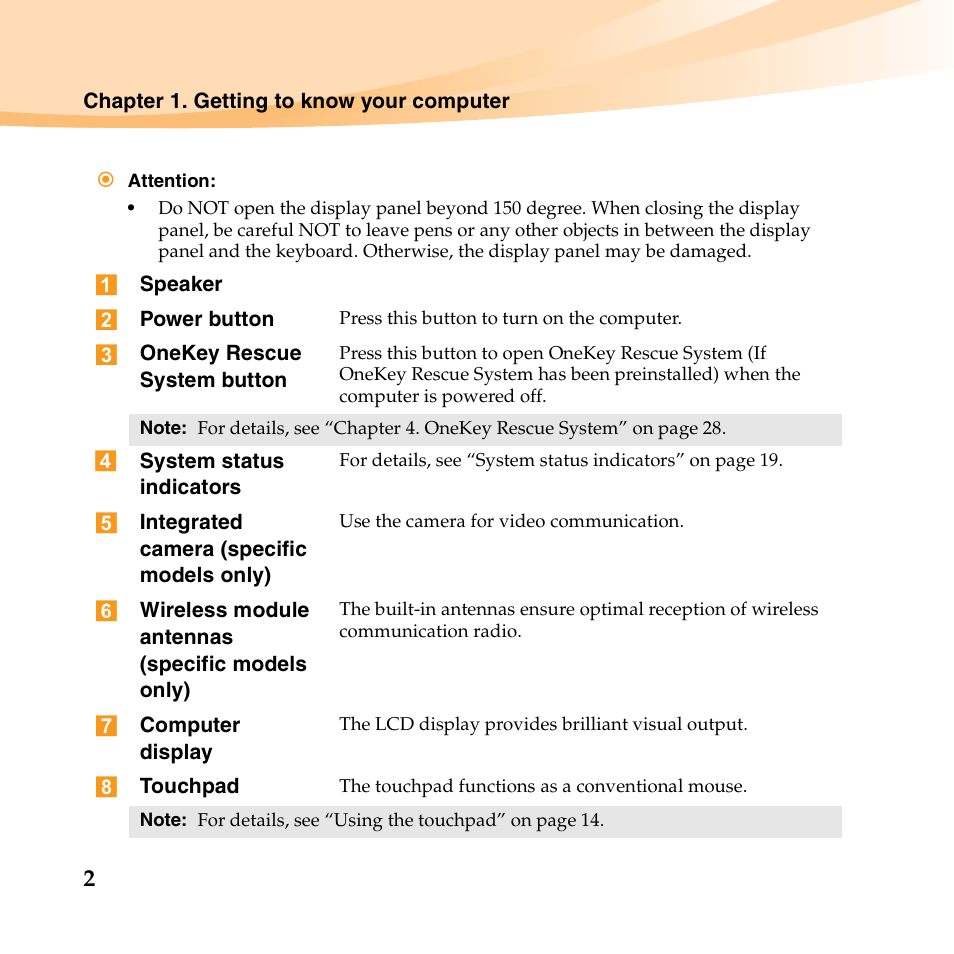 Lenovo B450 Notebook User Manual | Page 16 / 128