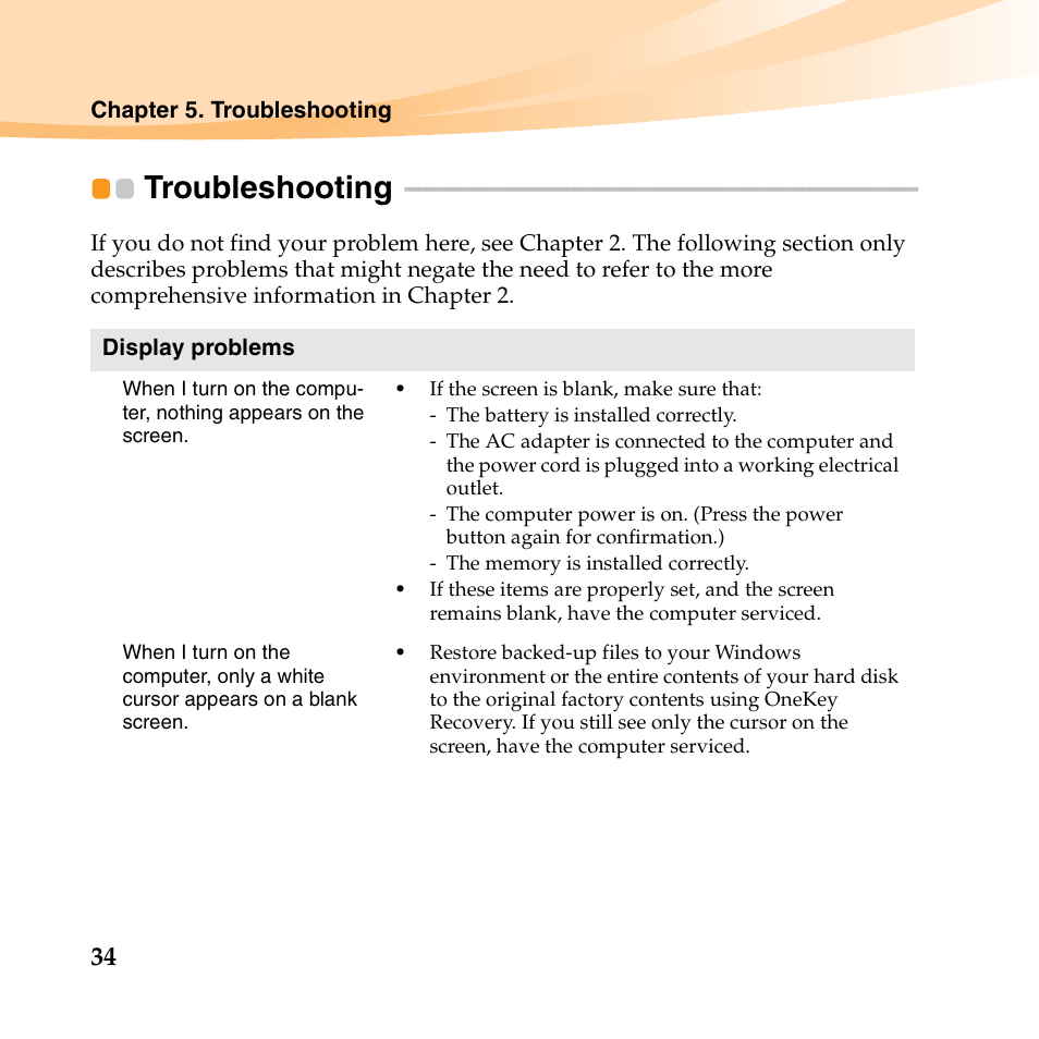 Troubleshooting | Lenovo B450 Notebook User Manual | Page 48 / 128