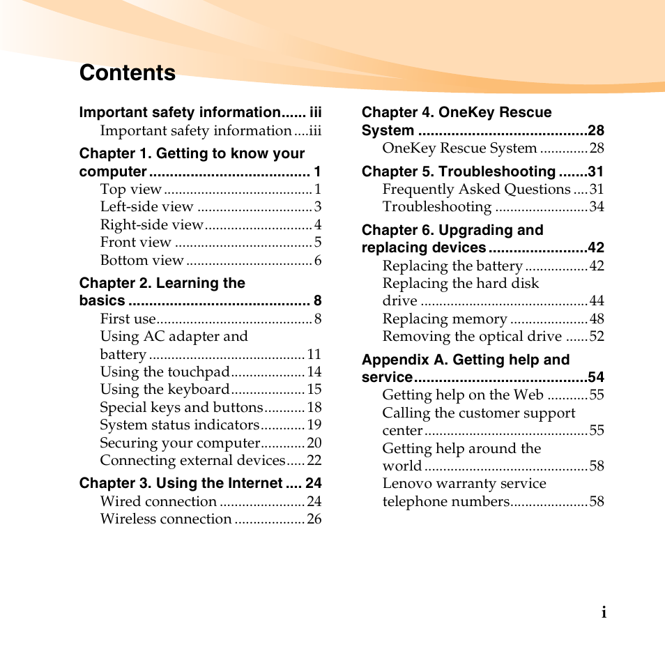 Lenovo B450 Notebook User Manual | Page 7 / 128