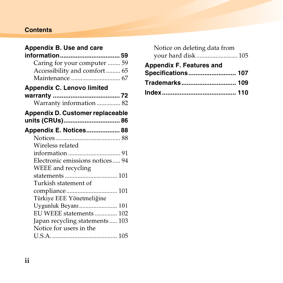 Lenovo B450 Notebook User Manual | Page 8 / 128