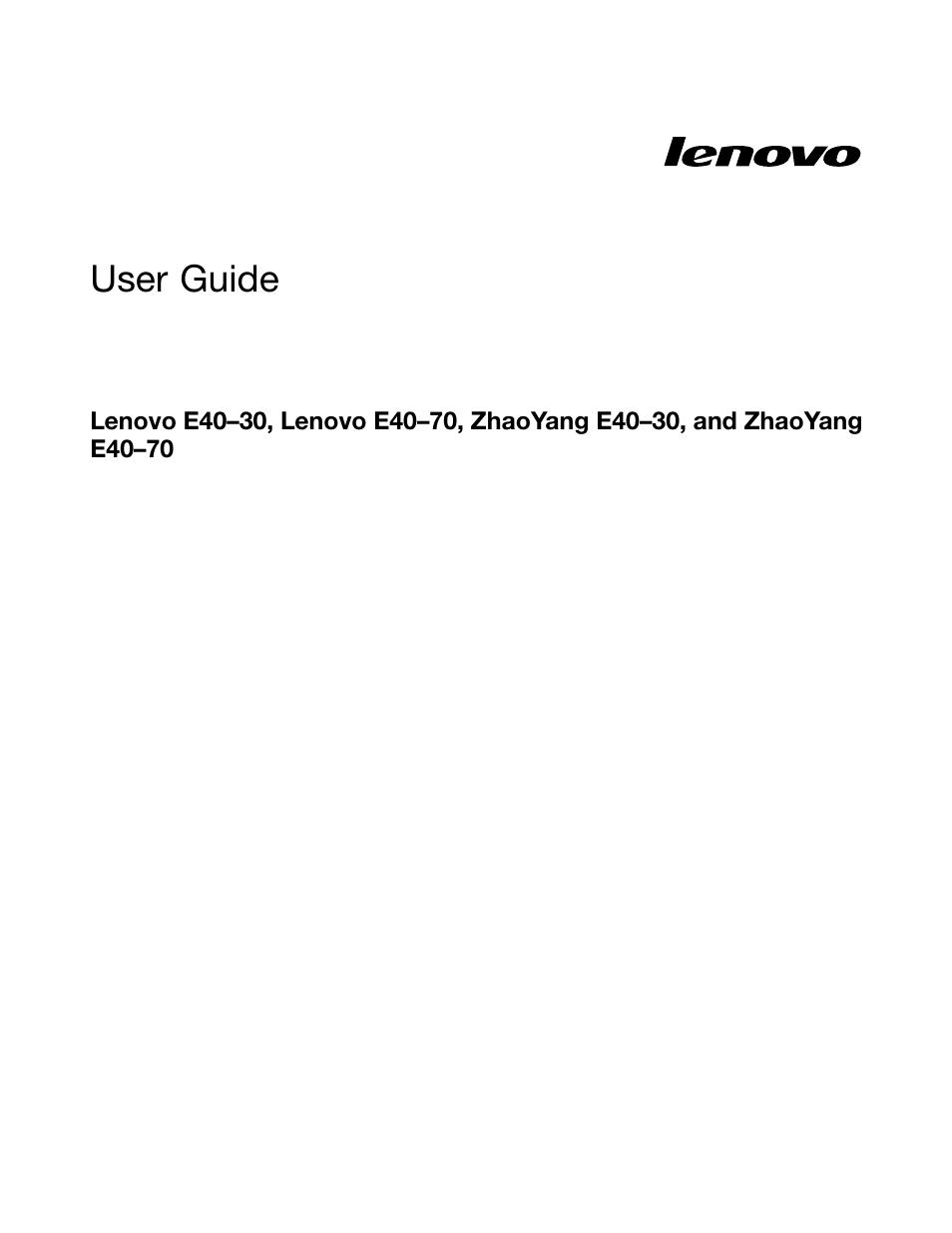 Lenovo E40-70 Notebook User Manual | 70 pages