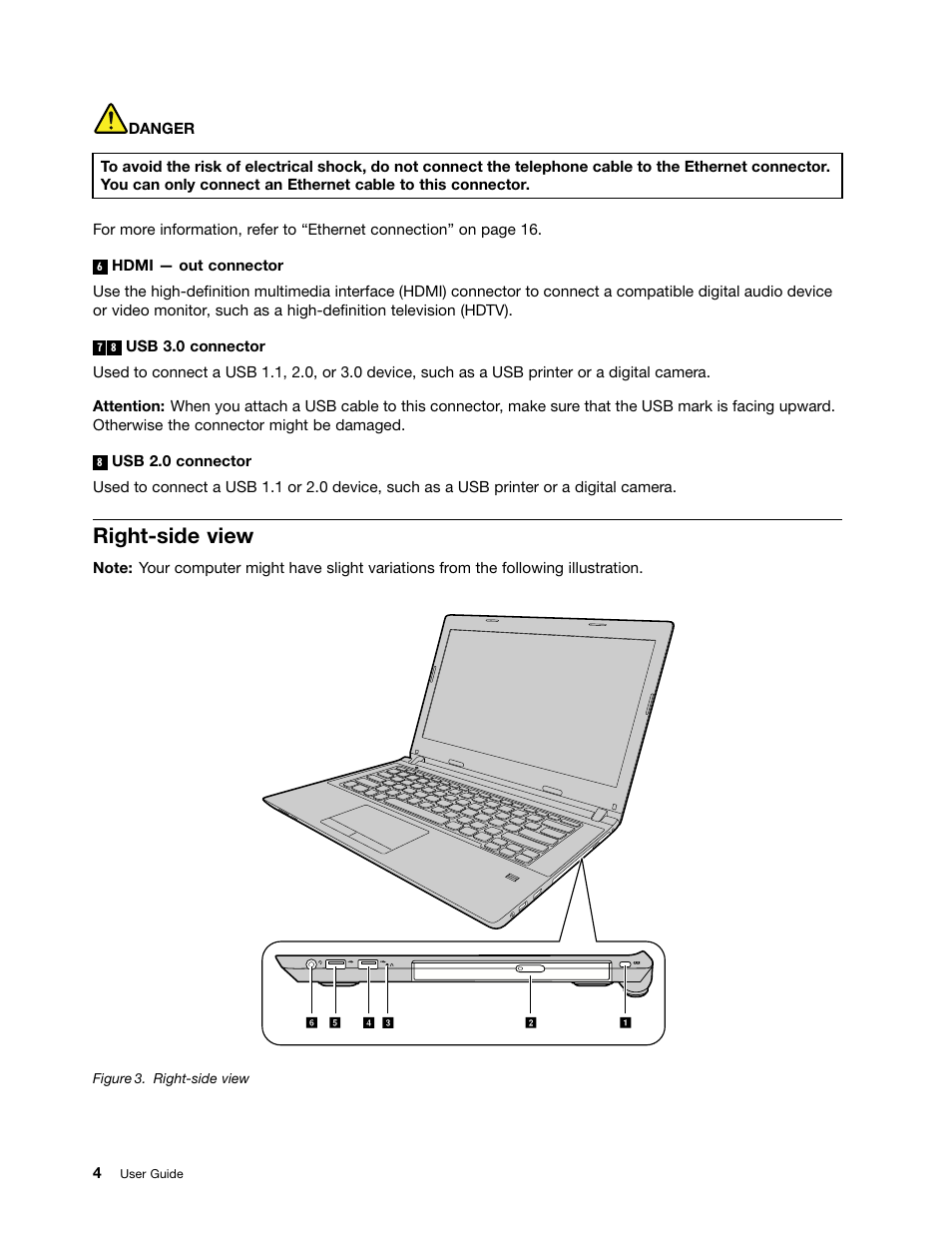 Right-side view | Lenovo E40-70 Notebook User Manual | Page 18 / 70