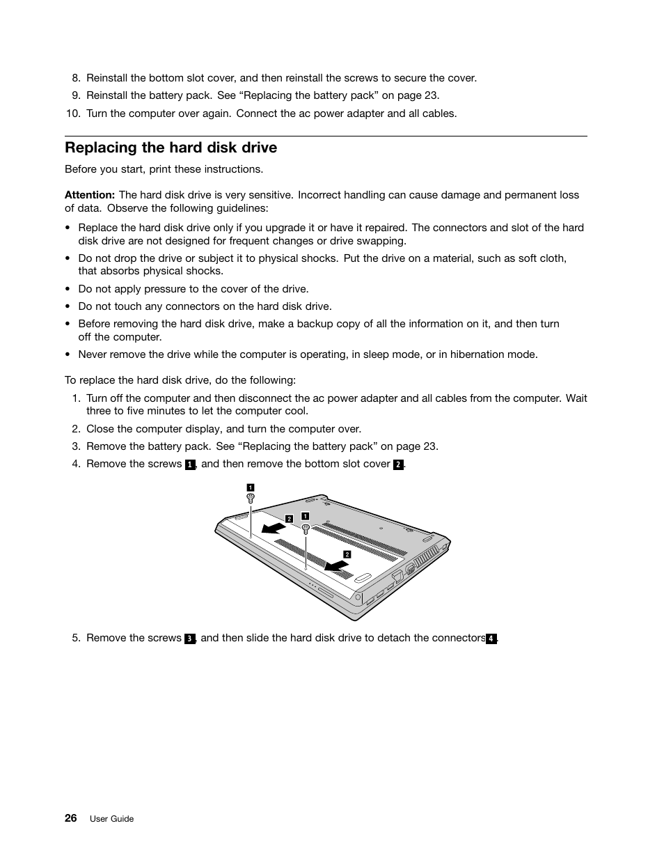 Replacing the hard disk drive | Lenovo E40-70 Notebook User Manual | Page 40 / 70