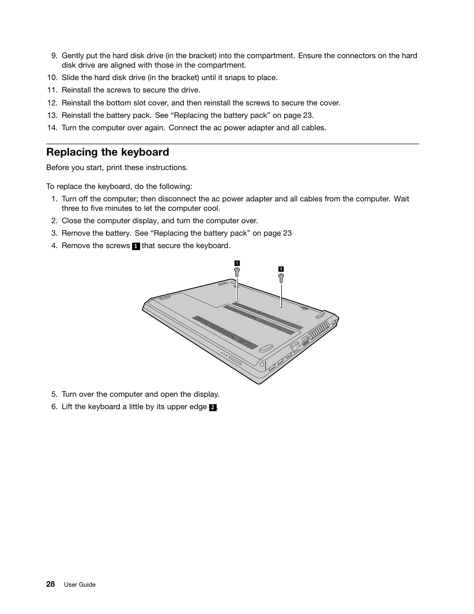 Replacing the keyboard | Lenovo E40-70 Notebook User Manual | Page 42 / 70