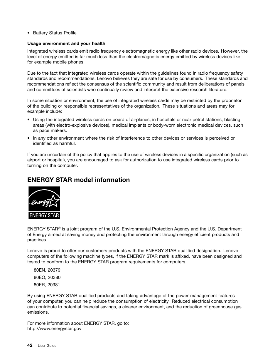 Energy star model information | Lenovo E40-70 Notebook User Manual | Page 56 / 70