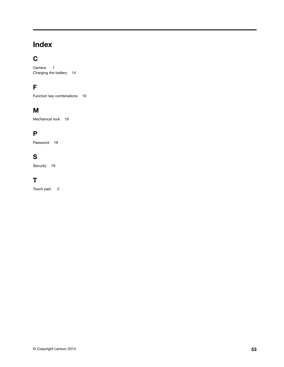 Index | Lenovo E40-70 Notebook User Manual | Page 67 / 70