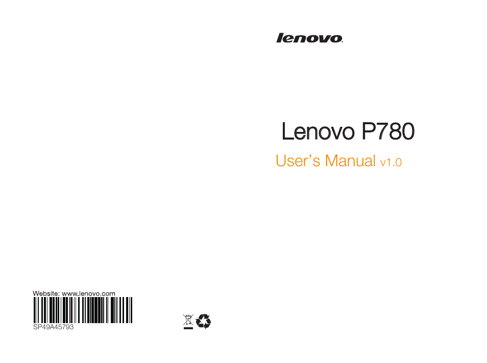 Lenovo P780 Smartphone User Manual | 24 pages