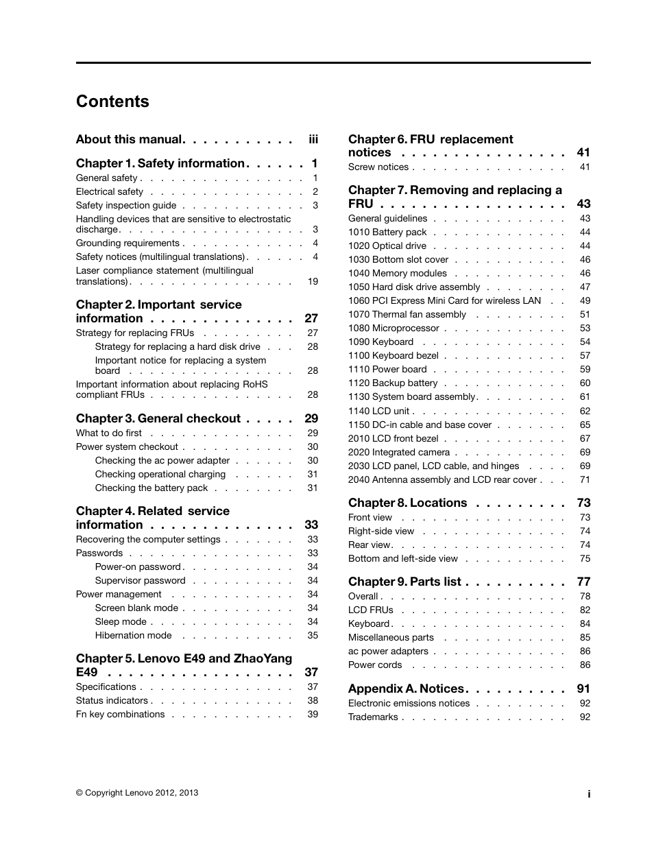 Lenovo E49 Notebook User Manual | Page 3 / 100