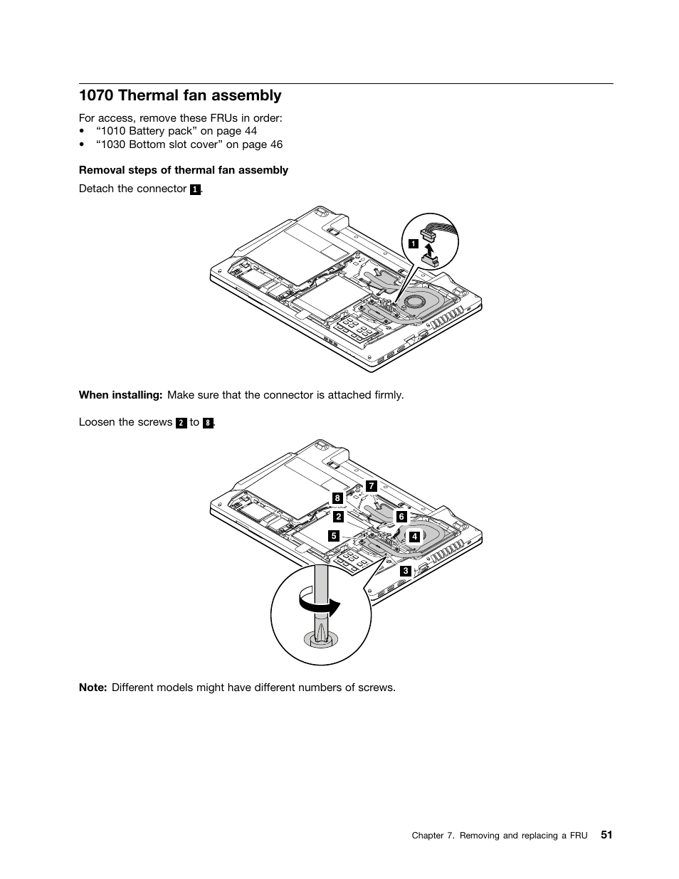 1070 thermal fan assembly | Lenovo E49 Notebook User Manual | Page 57 / 100