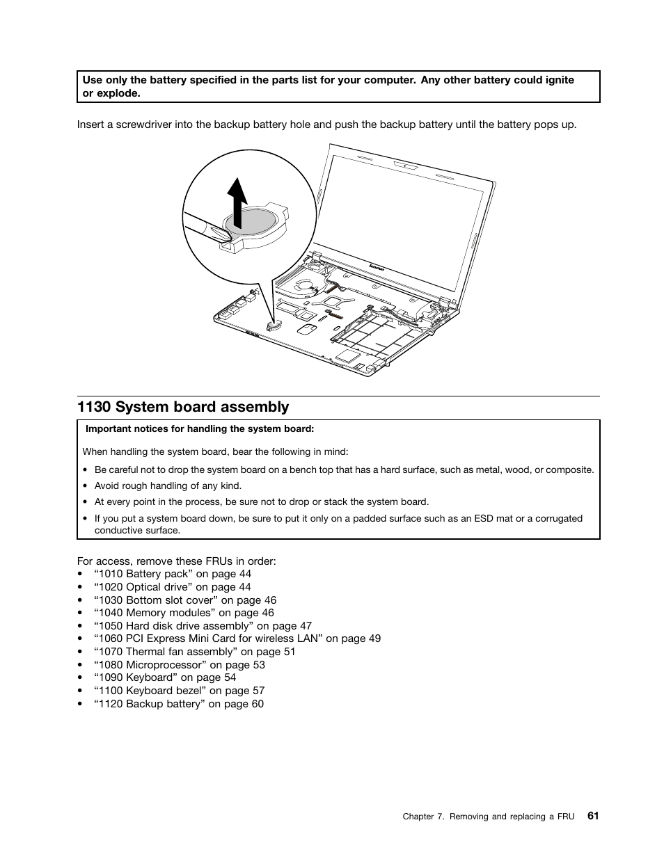 1130 system board assembly | Lenovo E49 Notebook User Manual | Page 67 / 100