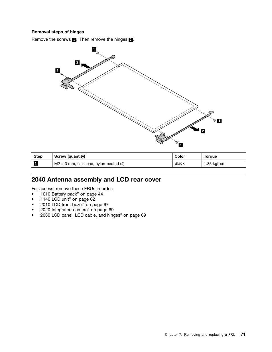 2040 antenna assembly and lcd rear cover | Lenovo E49 Notebook User Manual | Page 77 / 100