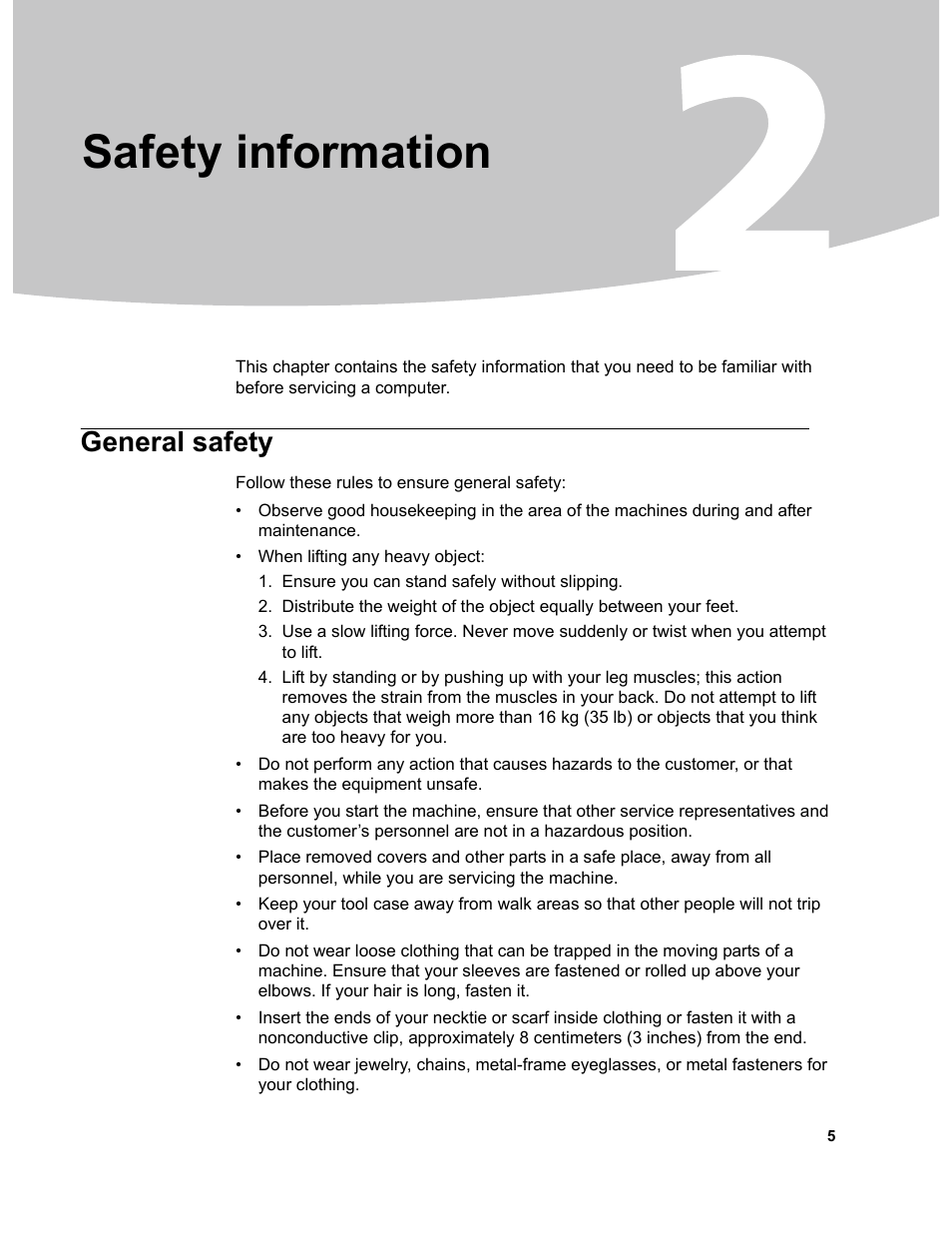 Safety information, General safety | Lenovo D400 Desktop IdeaCentre User Manual | Page 10 / 63