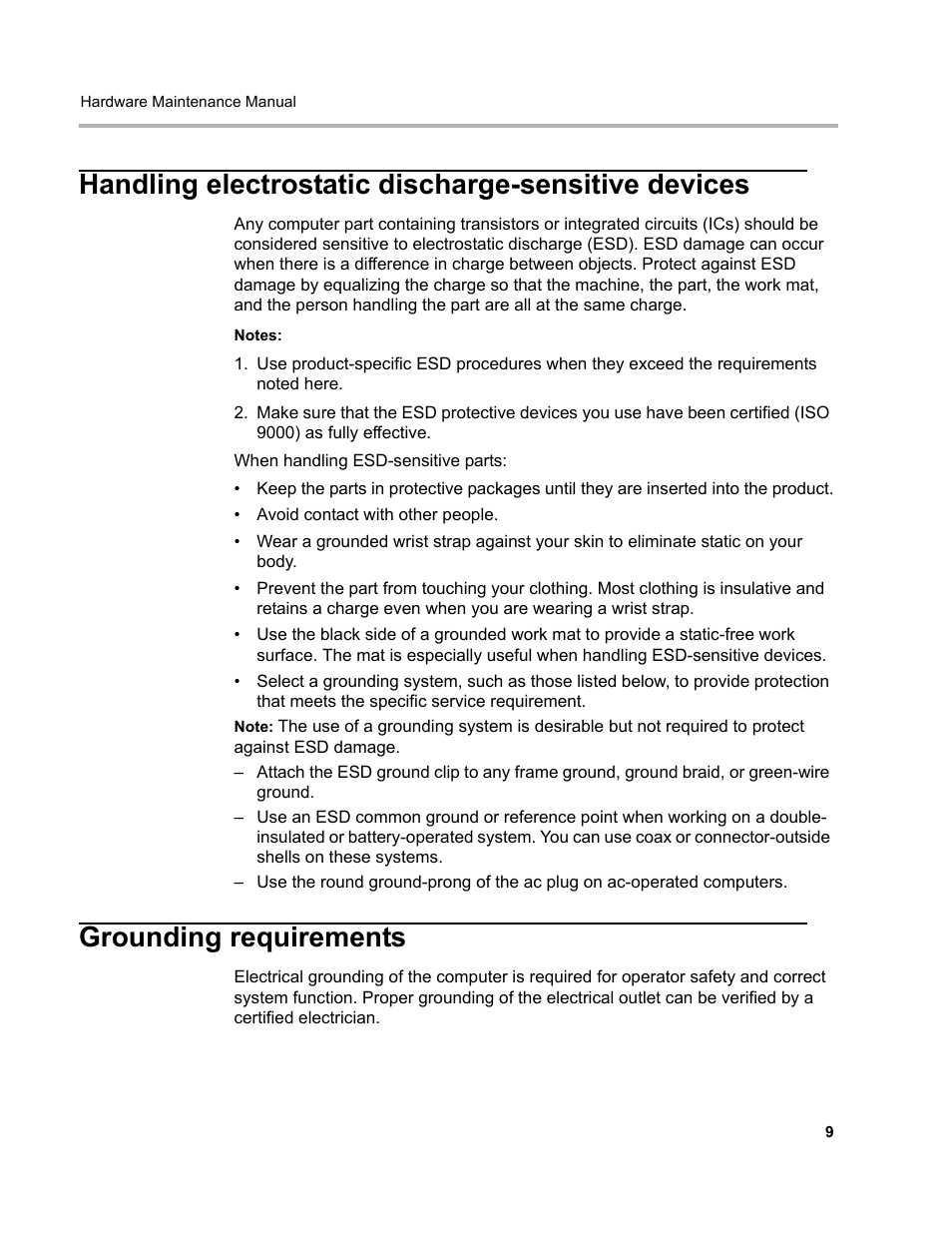 Handling electrostatic discharge-sensitive devices, Grounding requirements | Lenovo D400 Desktop IdeaCentre User Manual | Page 14 / 63