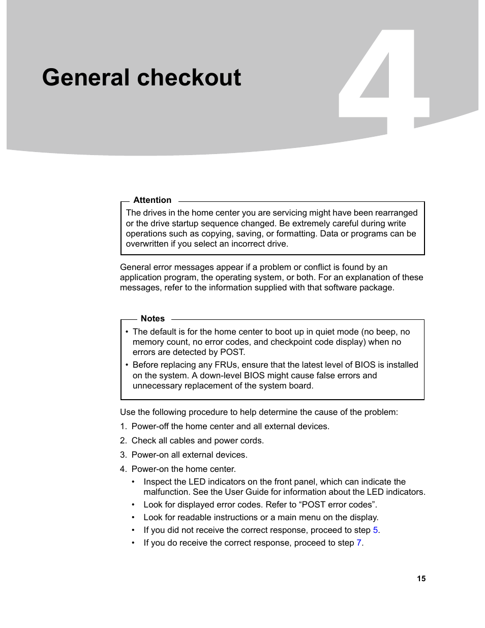 General checkout, Chapter 4. general checkout | Lenovo D400 Desktop IdeaCentre User Manual | Page 20 / 63
