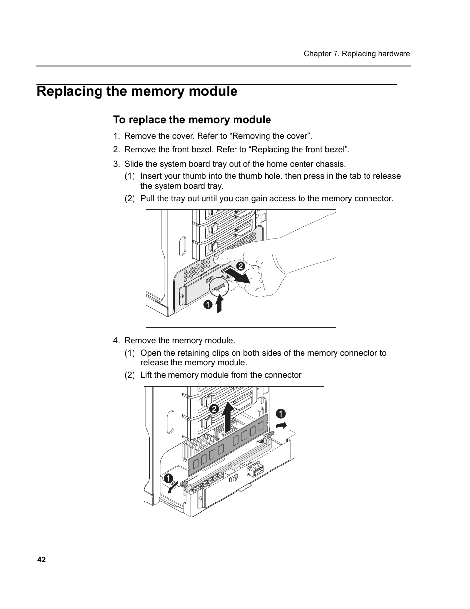 Replacing the memory module | Lenovo D400 Desktop IdeaCentre User Manual | Page 47 / 63