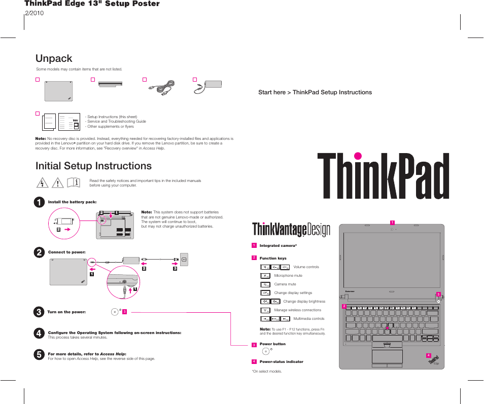 Lenovo ThinkPad Edge E30 User Manual | 2 pages