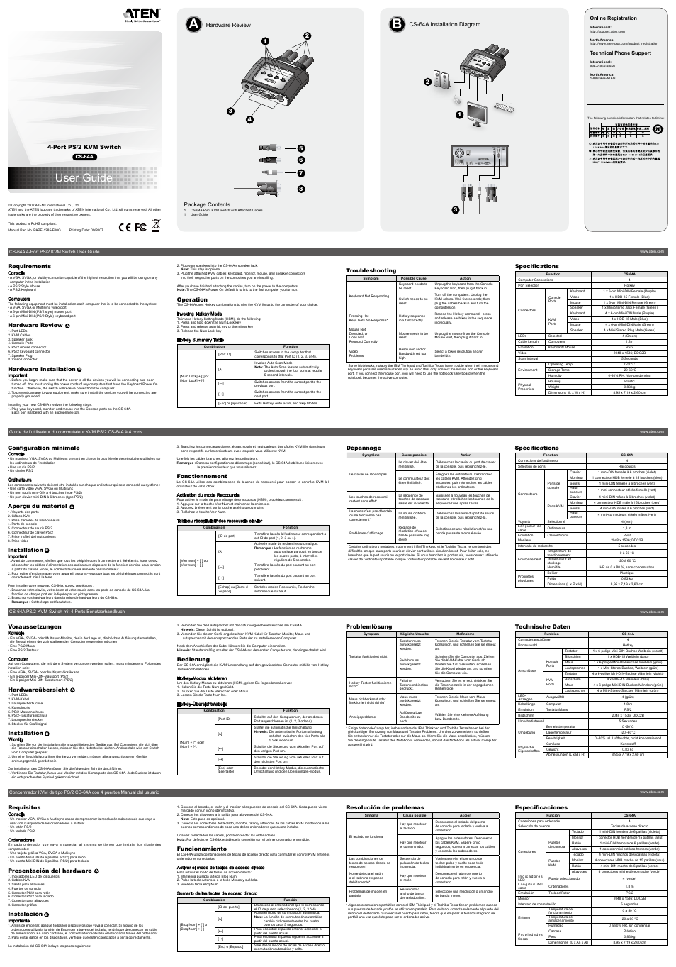 ATEN ATEN Petite CS-64A User Manual | 2 pages