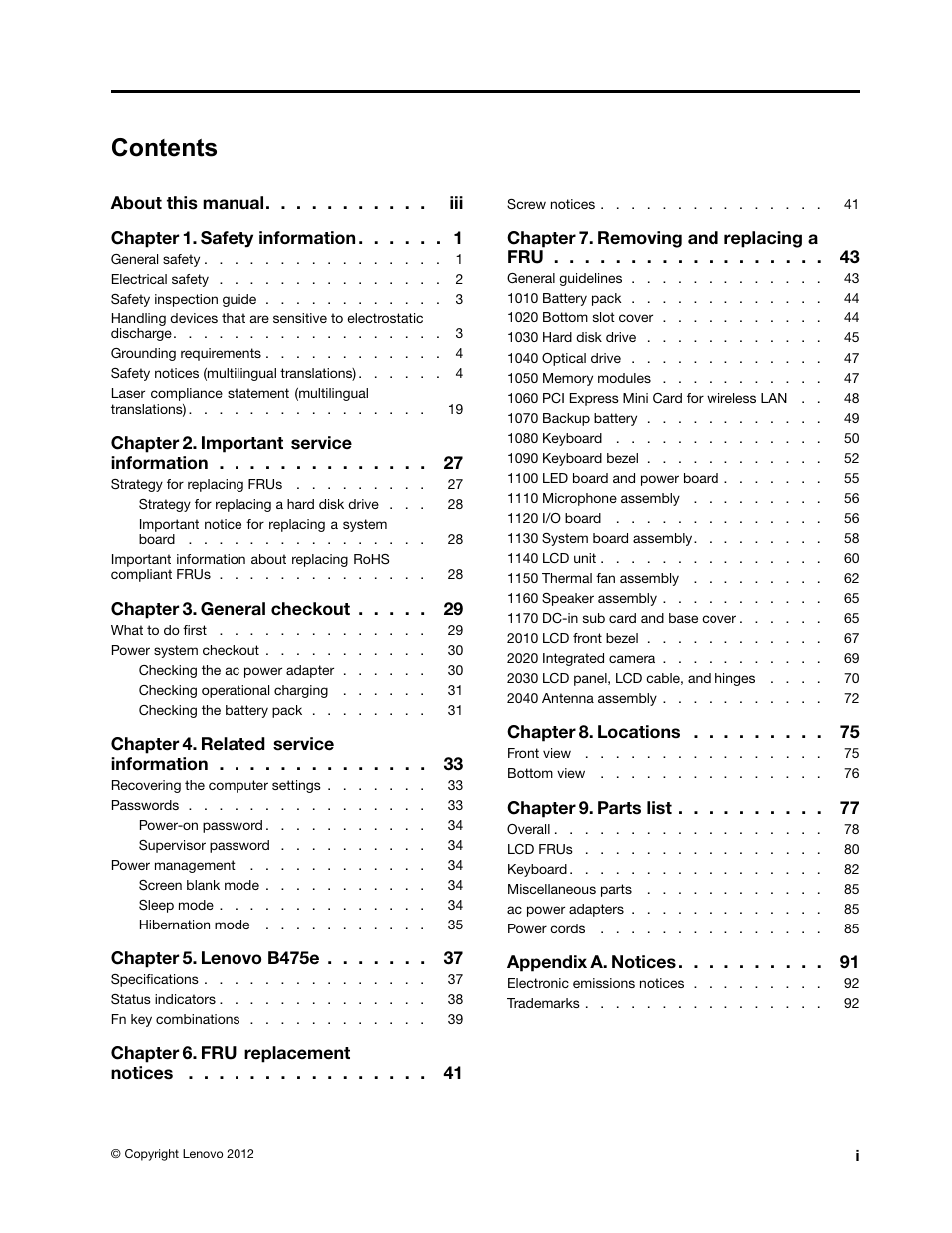 Lenovo B475e Notebook User Manual | Page 3 / 100