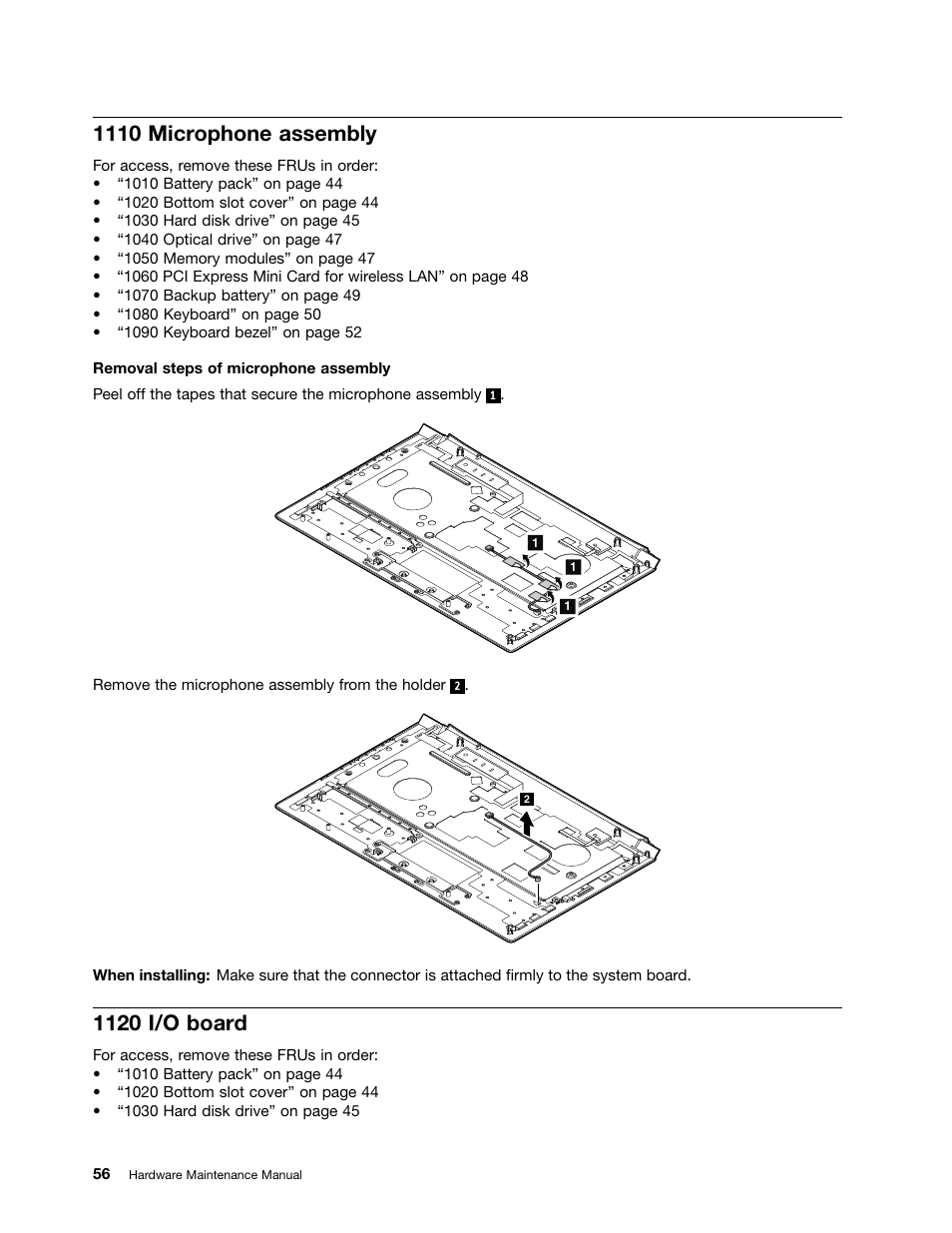 1110 microphone assembly, 1120 i/o board | Lenovo B475e Notebook User Manual | Page 62 / 100