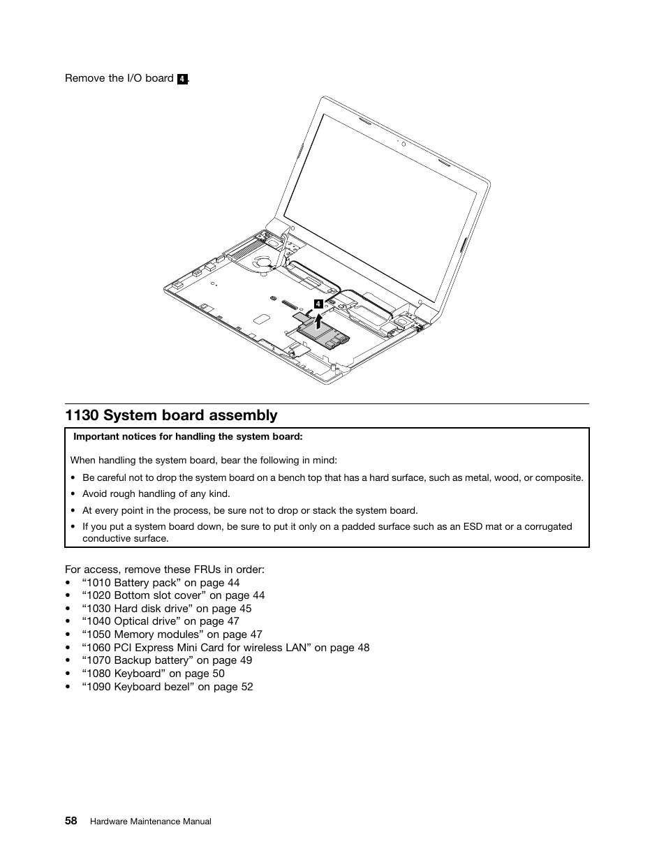 1130 system board assembly | Lenovo B475e Notebook User Manual | Page 64 / 100