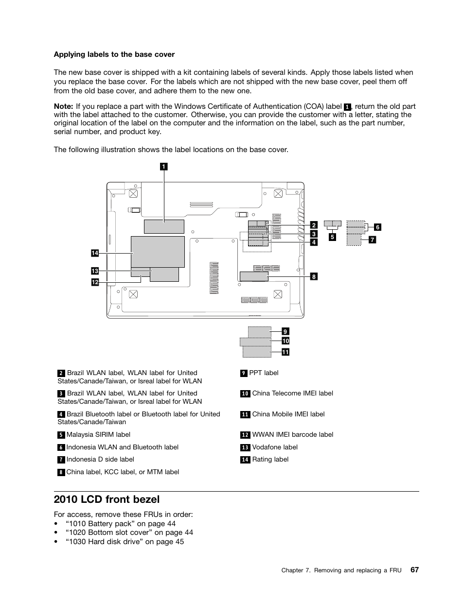 2010 lcd front bezel | Lenovo B475e Notebook User Manual | Page 73 / 100