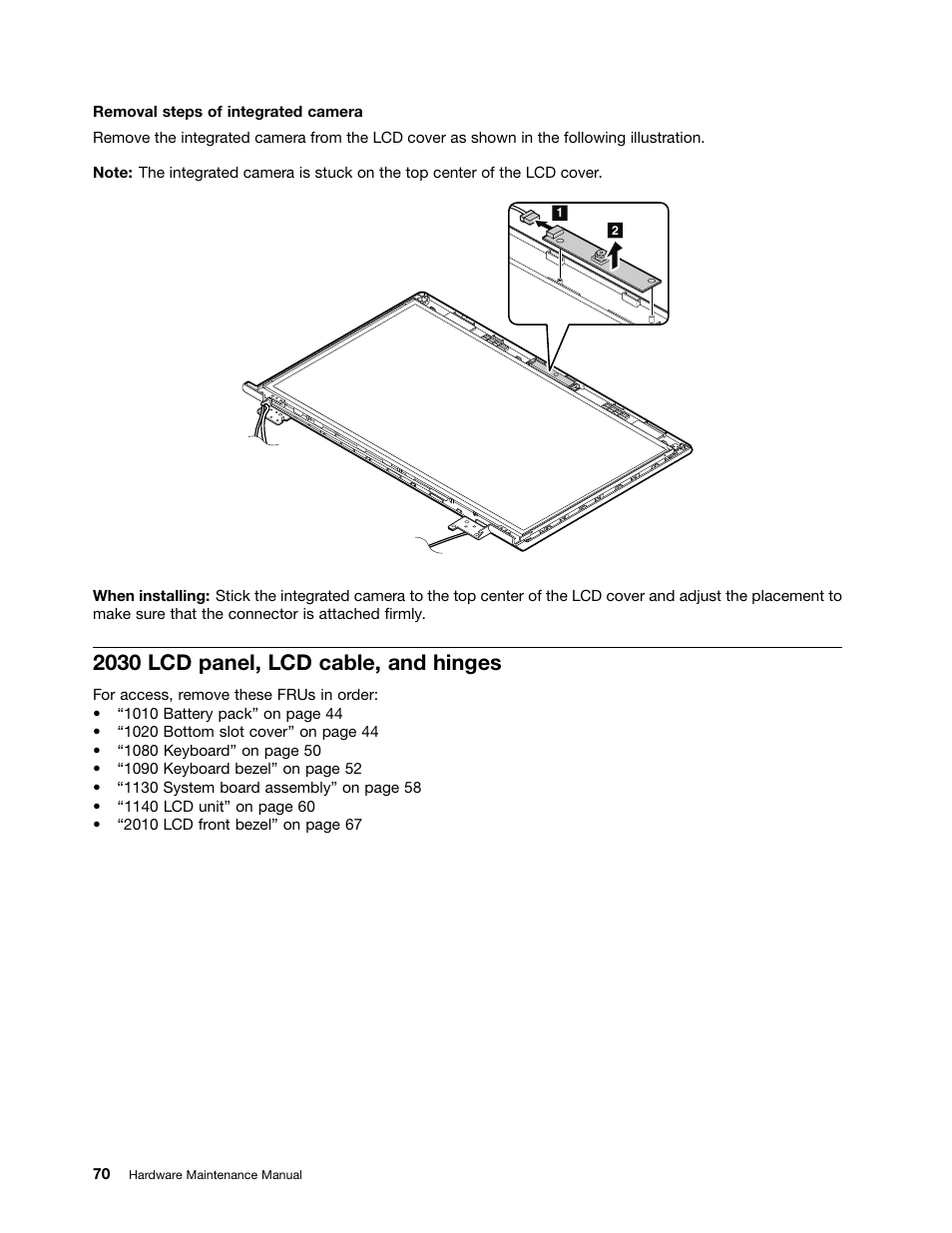 2030 lcd panel, lcd cable, and hinges | Lenovo B475e Notebook User Manual | Page 76 / 100