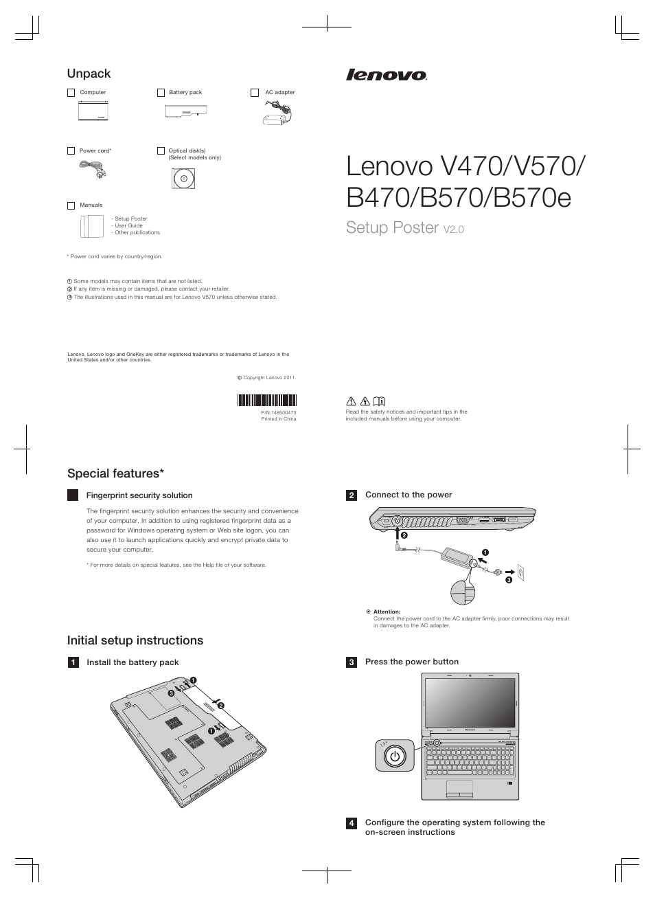 Lenovo B570e Notebook User Manual | 2 pages