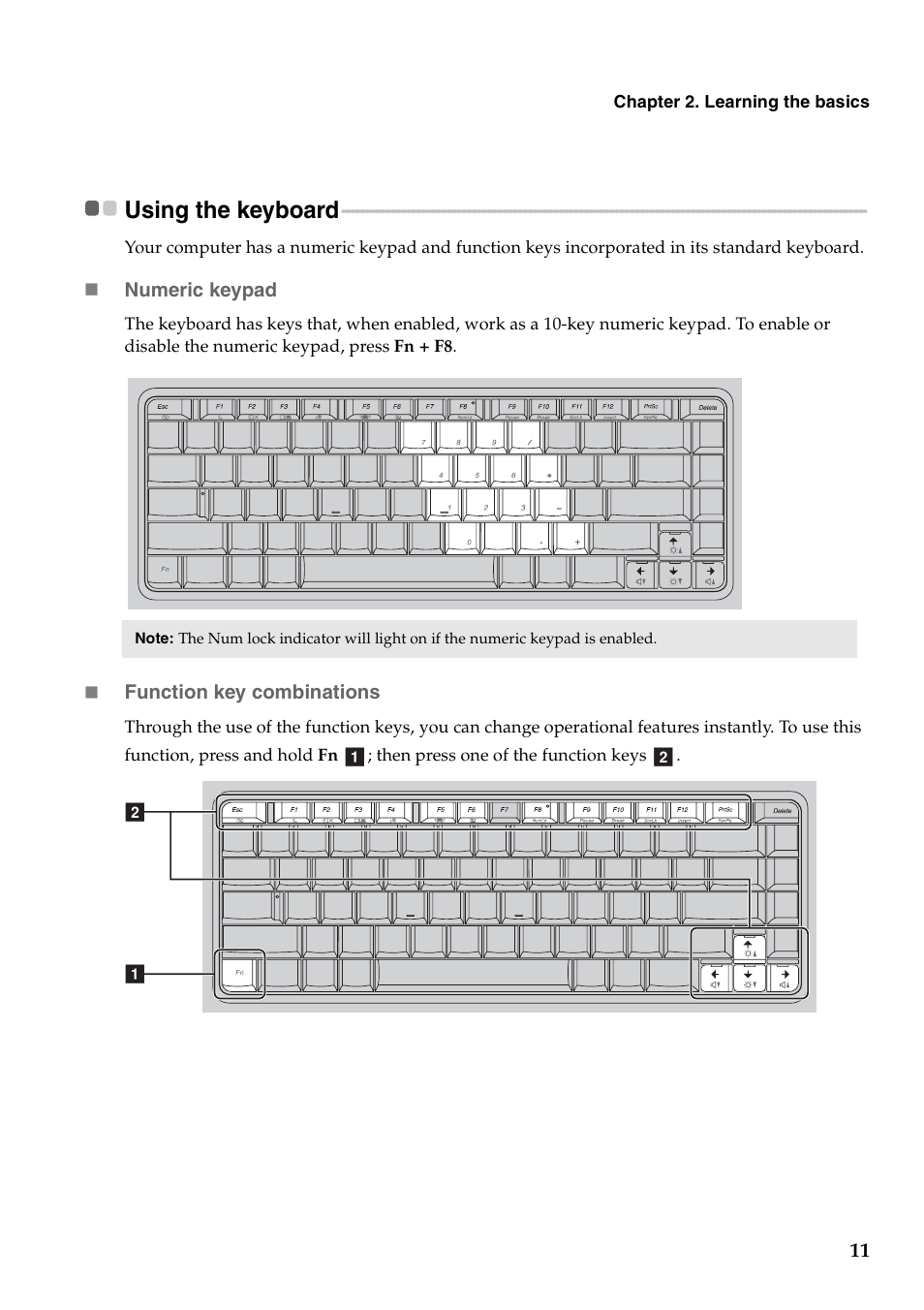 Using the keyboard | Lenovo B460e Notebook User Manual | Page 15 / 42