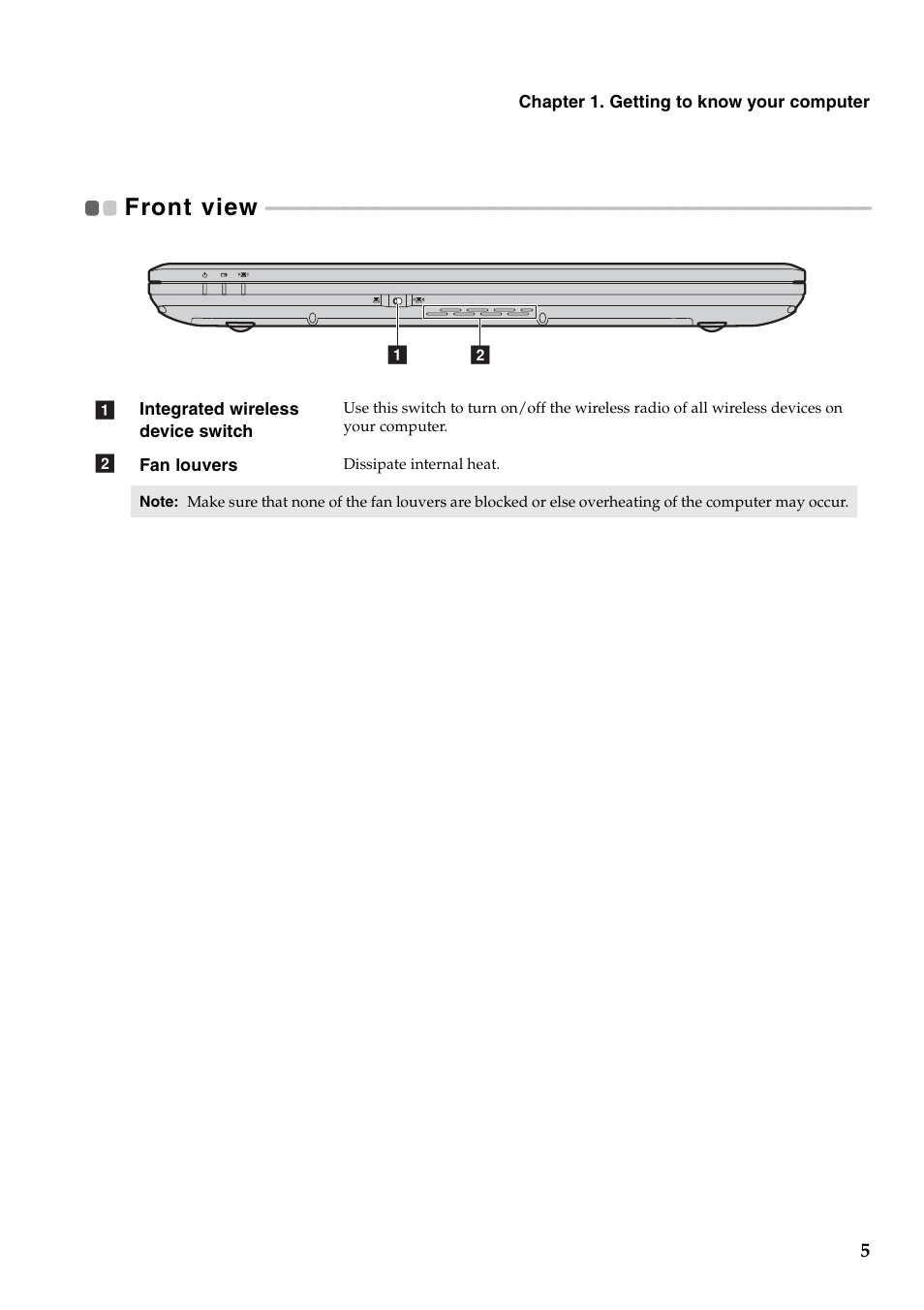 Front view | Lenovo B460e Notebook User Manual | Page 9 / 42